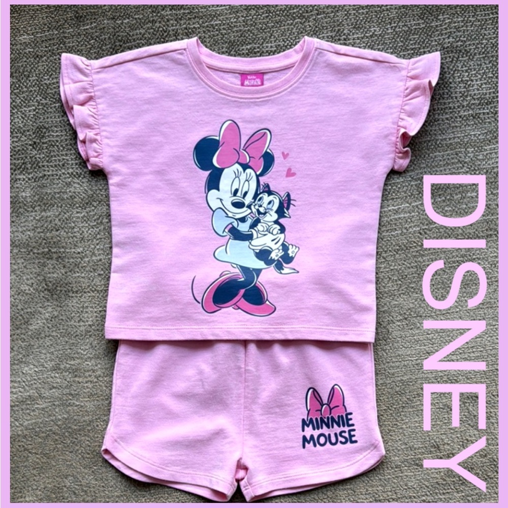 🐭Disney Minnie Mouse Pink Girls Short Set ~ Size 3T